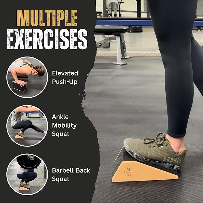 Squat Wedge -Squat Wedge Block-Extra Large SIze-Slant Board for Calf Stretching-Heel Elevated squats w/Non-Slip Grip, Anti-Slip Cork-Lightweight Home Gym Accessories-Yoga Blocks