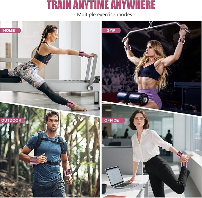 Wrist & Ankle Weights for Women and Men, 2lbs/4lbs Pairs Adjustable Silicone Weighted Bangles for Arm & Leg Workouts, Perfect for Pilates, Barre, Yoga, Walking & Home Fitness 24055
