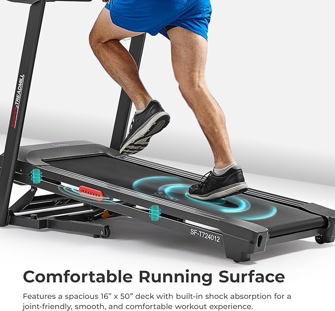 Sunny Health & Fitness Wi-Fi Smart Treadmill Walking Pad with Shock Absorption Cushioning, Home Fitness Cardio Equipment with SunnyFit App Access - Compact Foldable, Auto Incline, Under Desk Optional