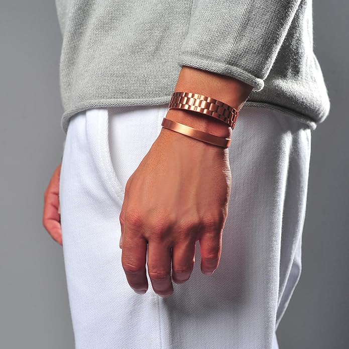 Earth Therapy Minimalist Design Magnetic Field Cuff Bracelets for Men & Women - Ultra Strength - Adjustable