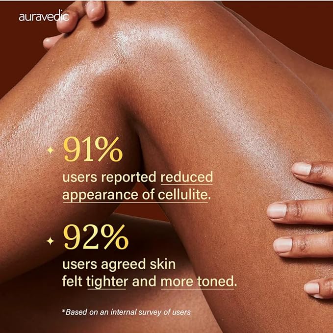 Auravedic Body Toning Massage Oil | Helps Reduce Stretch Marks, Cellulite & Sagging | Infused with Cinnamon, Cardamom & Bay Leaf | for Smooth, Supple Skin | 6.76 Fl Oz (200ml)