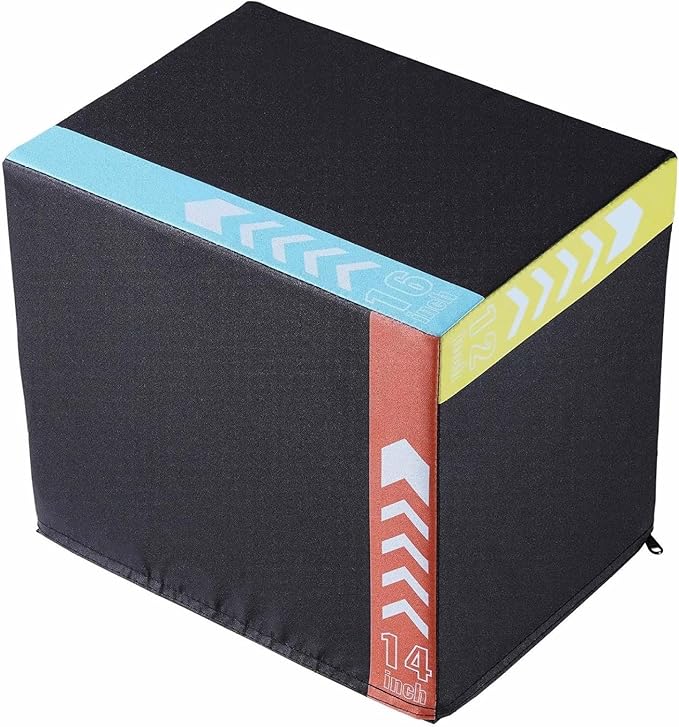 Plyometric Jump Box 3-in-1, 16/14/12 Inch - Cotton Plyo Box for Fitness, Agility & Strength Training - Anti-Slip Exercise Step Up Platform - Home & Gym