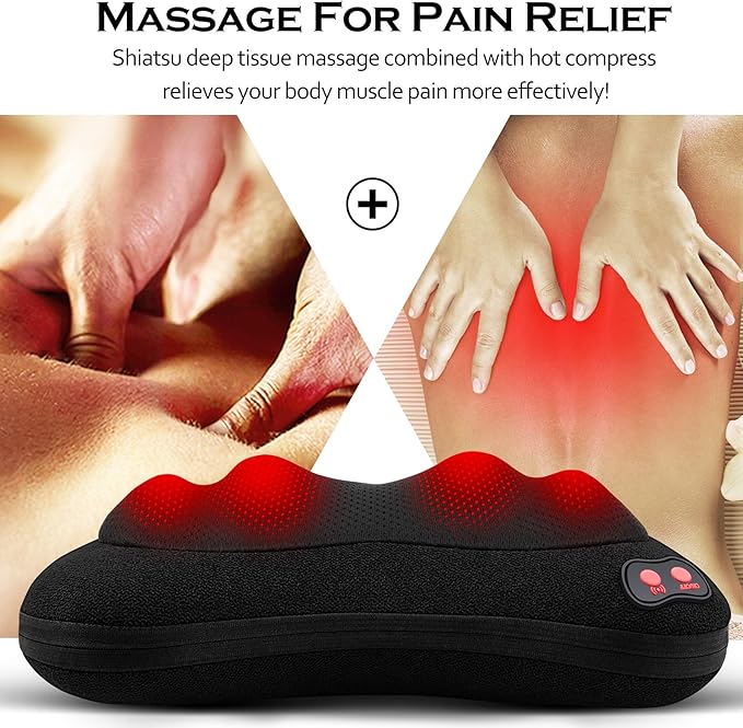 Papillon Back Massager with Heat,Shiatsu Neck Massager Pillow for Back,Neck,Shoulder,Foot & Lower Back Pain Relief,Electric Kneading Massager, Gifts for Women/Men/Dad/Mom/Fathers Day/Mothers Day