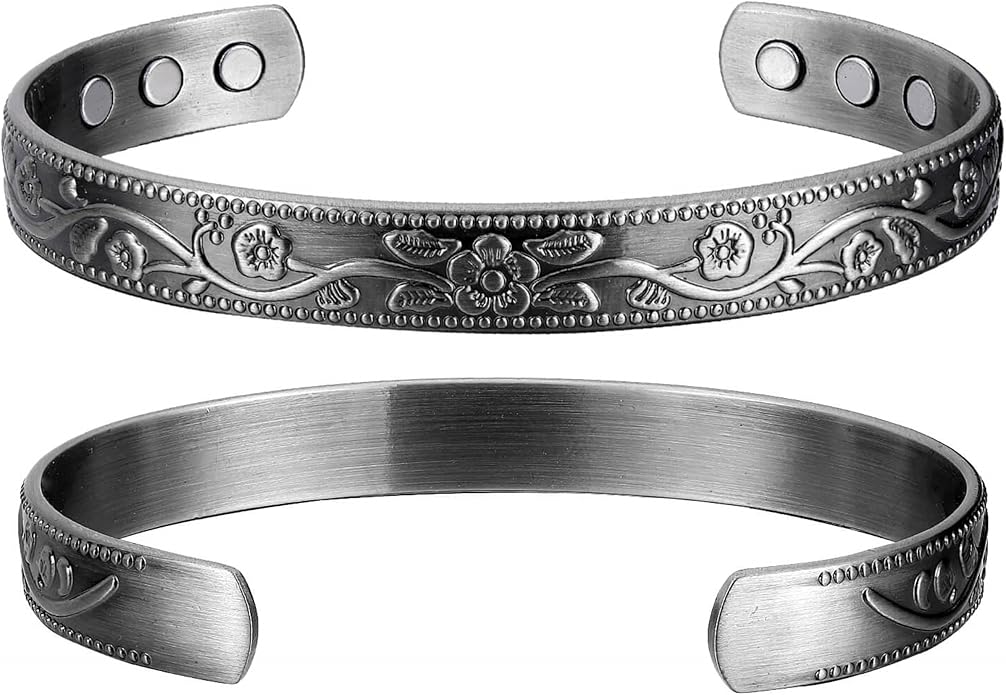 Earth Therapy Minimalist Design Magnetic Field Cuff Bracelets for Men & Women - Ultra Strength - Adjustable