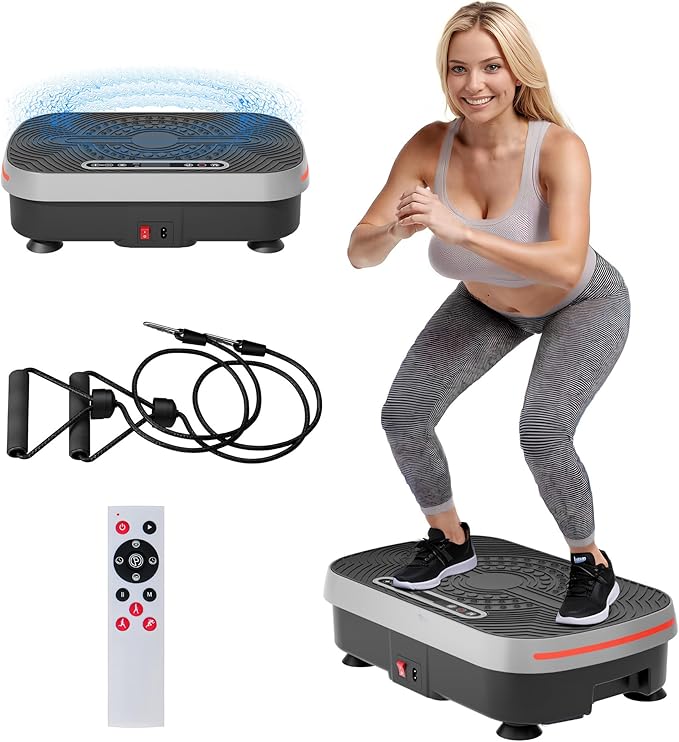 Vibrating Plate Exercise Machine, Vibration Plate for Lymphatic Drainage with Resistance Bands, 99 Speed Levels, Whole Body Shaker, for Weight Loss Fat Burner for Women Men