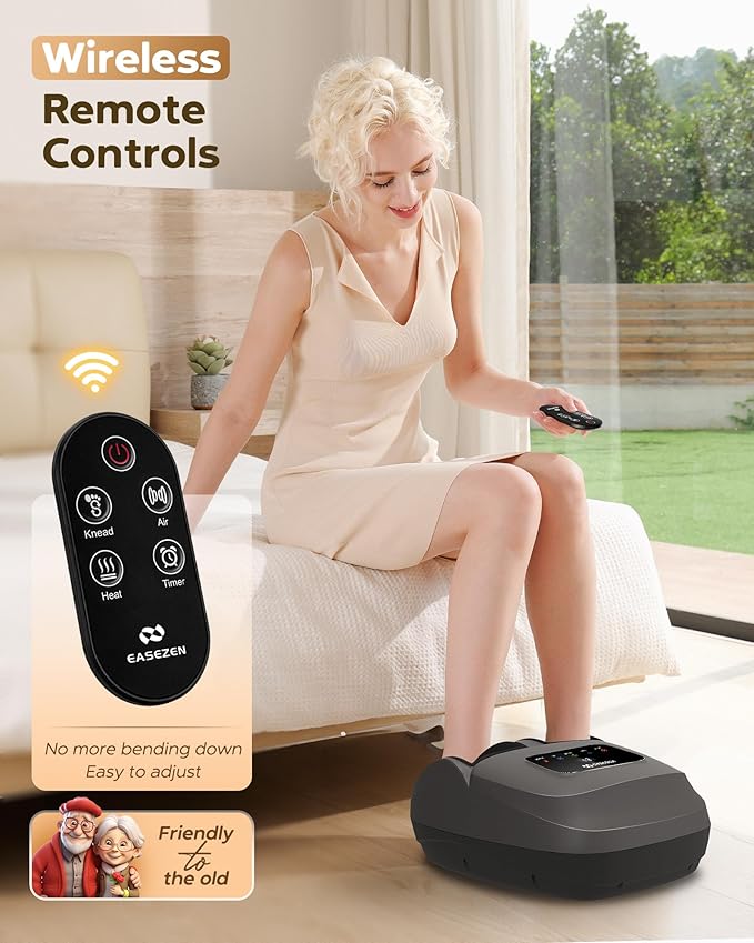 Shiatsu Foot Massager with Heat & Remote - 2026 Upgraded Deep Kneading Massage for Plantar Fasciitis, Neuropathy & Tired Feet | Fits Up to Size 14 | Perfect Gifts