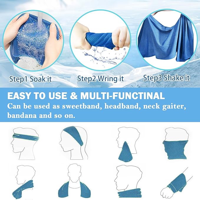 30Pack Cooling Towels for Neck and Face (40"x12"), Ice Microfiber Cooling Towels Bulk for Workout Cooling Neck Wraps Sweat Towels for Gym Yoga Golf Running Sport
