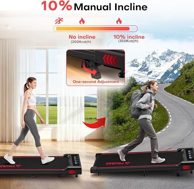 Walking Pad with 10% Incline Treadmills for Home, 4 in 1 6.2MPH Walking Pad Under Desk Treadmill with Full Screen LED Display, 2.75HP Brushless Drive, 12 HIIT Programs, 350 LBS Weight Capacity