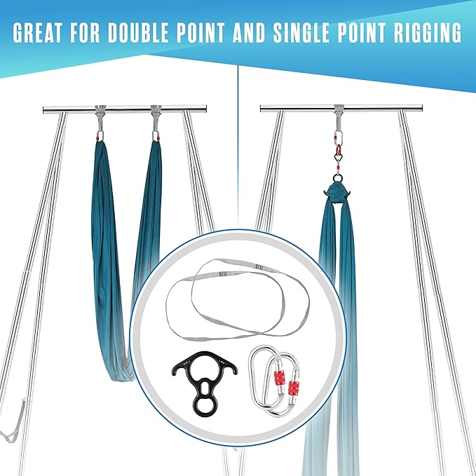 Houseables Aerial Silks, Yoga Swing, Aerial Yoga Hammock, Ariel Silk, Gymnastics Swing, Acrobatics Equipment, For Home, Indoor, Outdoor, Arial Setup, Rig, Sling, Portable