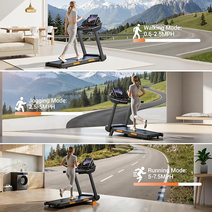 3-in-1 Foldable Treadmill with 15% Incline, Folding Treadmill with Handles, Portable Treadmills for Home and Office, 3.0HP Quiet Walking Pad with Three Screen Display, 300Lbs Capacity