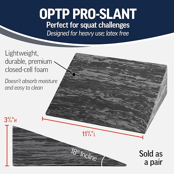 OPTP PRO-Slant – Professional Foam Incline Squat Wedge Pair and Slant Board for Squats- Workout Squat Wedges for Rehabilitation and Stretching of The Calf, Ankle and Foot