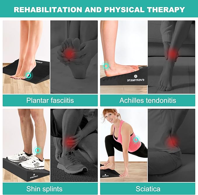EVERYMATE Squat Wedge, Extra Large Squat Wedge Block, Squat Wedges Weightlifting, Calf Stretching, Slant Board for Squats, Heel Elevated Squat Wedge, Knees Over Toes Squats, Calf Wedge Stretching Block