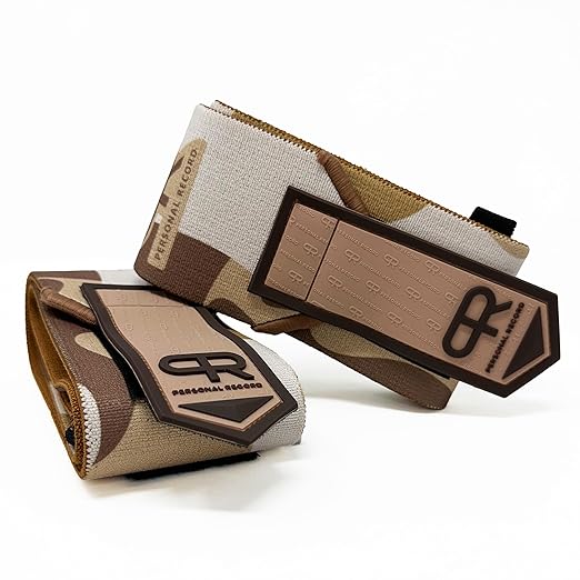Elbow Wraps for Weightlifting - Heavy Duty Construction, 25% More Elasticity, Reinforced Stitching, Extra Wide Fastener, Easy to Adjust, (Sand Camo)