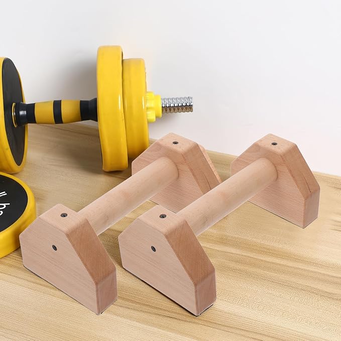 BESTonZON Pushup Stands Wooden Push up Bars 25cm Beech Wood Pair Strength Training Gym Equipment Muscle Trainer for Home Fitness Exercise