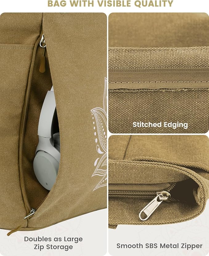 Gonex Yoga Mat Bag, Large Tote Bag with Multi Pockets for Women Men, Canvas Mat Carrier, Full Zipper Easy Access for Pilates Gym Travel