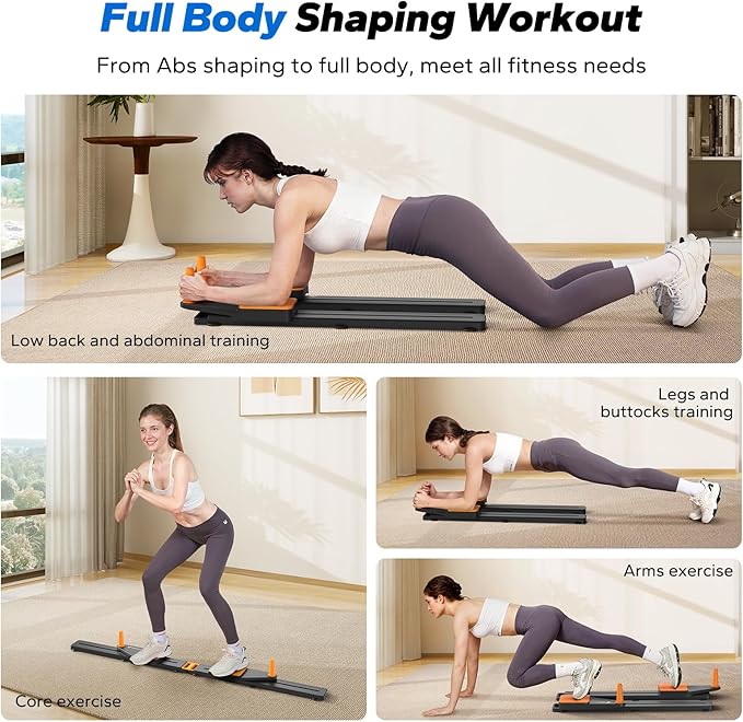 MERACH Pilates Board, Multifunctional Abdominal Plate, Detachable Ab Trainer Machine with Anti-Slip and Quiet Design, Portable Pilates Reformer for Core Workouts, Home Gym Equipment for Women