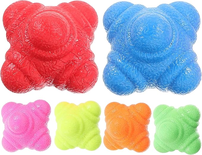 6pcs Hexagonal Fitness Reaction Balls for Agility and Hand Eye Coordination Training TPR Exercise Balls for Reflex Speed and Sports Performance Improvement for Home Workout