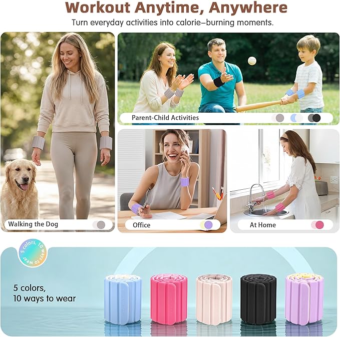 Wrist Weights Ankle Weights for Women 1 Pair (1.1 lb/2.2 lb Each) Silicone Magnetic Leg Arm Weighted Bracelet for Home Yoga Pilates Gym Workout Walking Jogging
