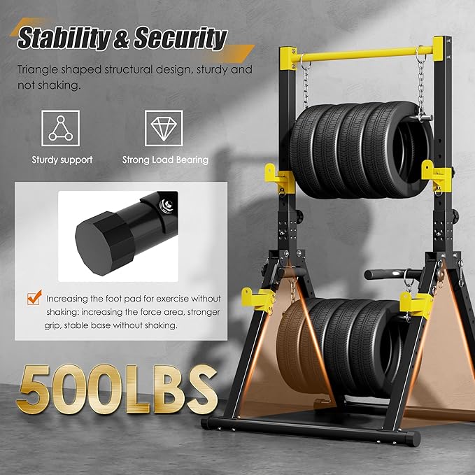 soges Foldable Power Tower, Pull Up Dip Station for Home Gym, 500 LBS Capacity Power Tower with Triangular Design, Adjustable Height Pull Up Bar for Full Body Workout