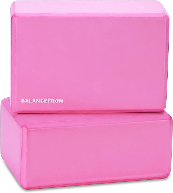 Fitvids Set of 2 High Density Yoga Blocks, 9"x6"x4" Each, Pair (Pink)