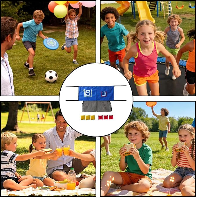 Throwing Net for Sandbag - Interactive Trampoline Tossing Games - Trampoline Throw Target | for Kid Boys Girls Children Garden Yard Backyard Grass Lawn Park