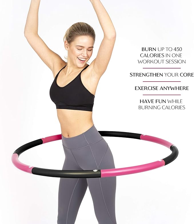 Exercise Fitness Hoop for Adults - Easy to Spin, Premium Quality and Soft Padding Weighted Hoop - Detachable Hoops for Home & Gym Workouts