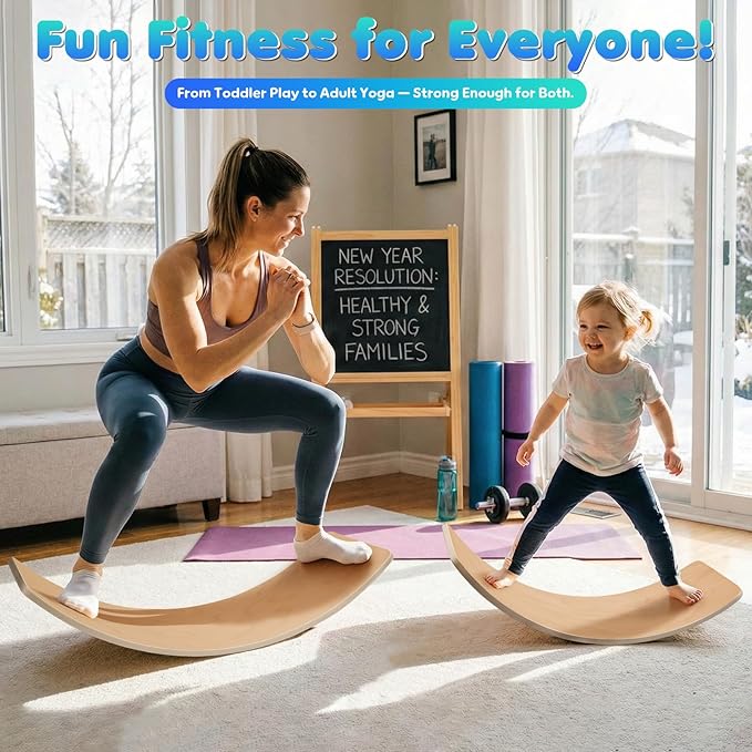 Natural Wood Balance Board for Kids | Montessori Wobble Board for Toddlers & Children Ages 3-8, Open-Ended Waldorf Learning Toy for Indoor Play, Core Balance Trainer, Birthday & Christmas Gift 2026