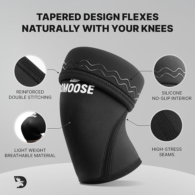 DMoose Fitness Knee Sleeves for Weightlifting (Pair) 78” Knee Wraps for Joint Support, Squats & Powerlifting - Gym Brace Straps for Joint Stability & Pain Relief, USPA & IPL Approved for Men and Women