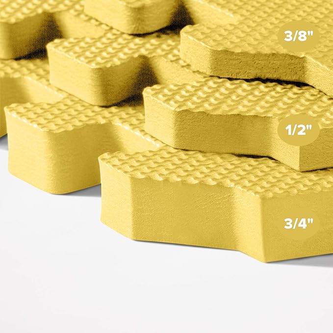 We Sell Mats 3/8" Thick Multipurpose EVA Foam Exercise Floor Mat, Interlocking Tiles, Anti-Fatigue for Home or Gym