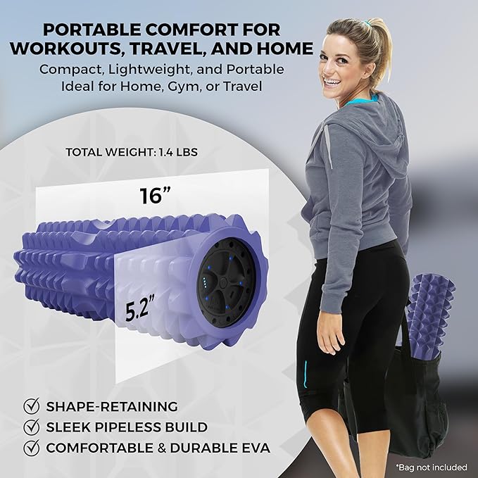 Nordic Lifting Vibrating Foam Roller w/ 5-Speed Vibration – High-Density EVA Foam for Deep Tissue Massage, Relaxation & Mobility Support