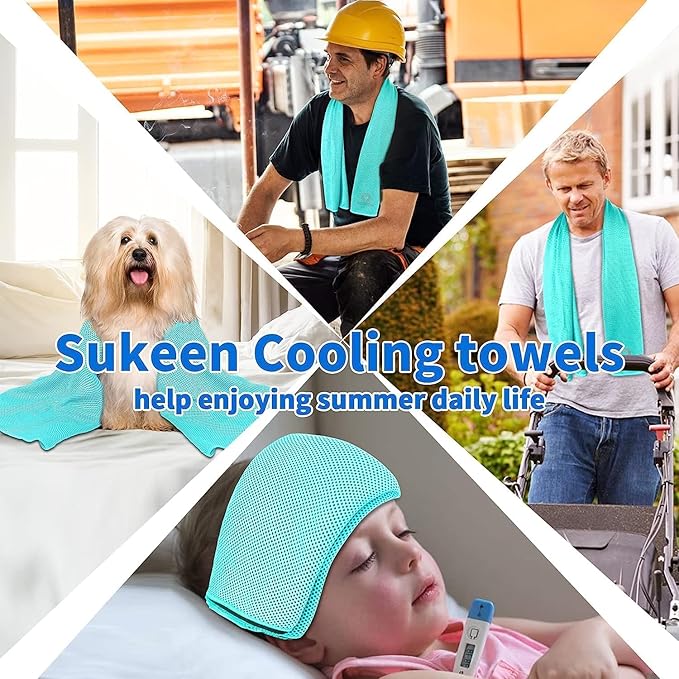 Sukeen Cooling Towel (40"x12"), Ice Towel, Soft Breathable Cool Towel for Yoga, Sport, Gym, Workout, Camping, Fitness, Workout & More Activities, Blue/Pink/Green/Grey/Black/Light Purple