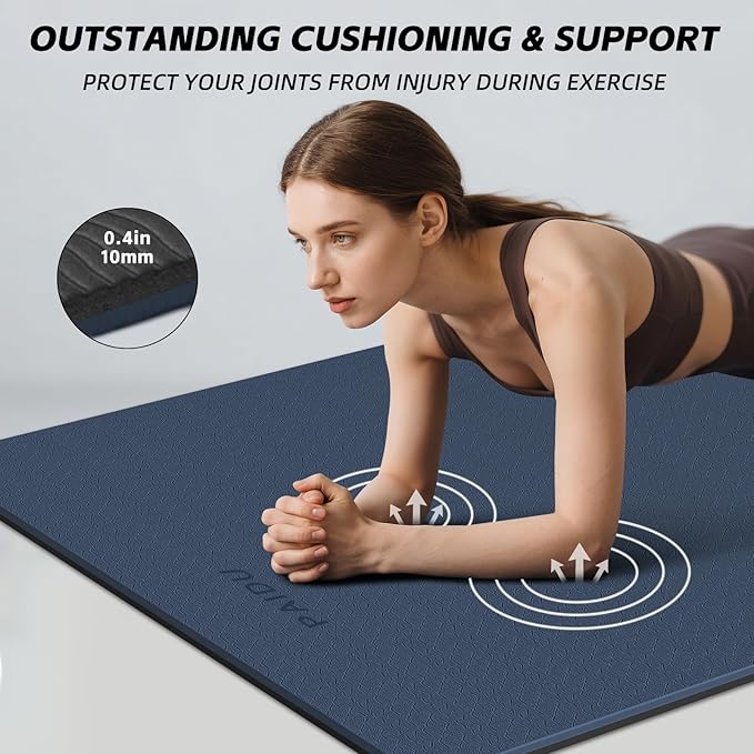 Extra Long Wide Yoga Mat 76"x33"x2/5 Inch - Non Slip Thick Exercise Mat for Home Gym, Yoga, Pilates & Workouts