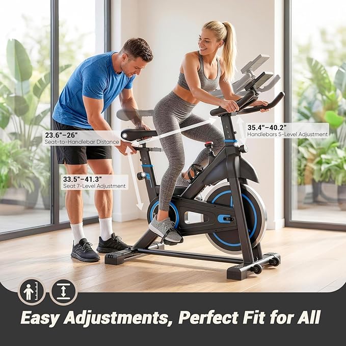 OLIXIS Exercise Bike with APP Control, Brake Pad Stationary Bikes with Quiet Magnetic Resistance, Indoor Cycling Spin Workout Bike with 300.0 lbs Weight Capacity