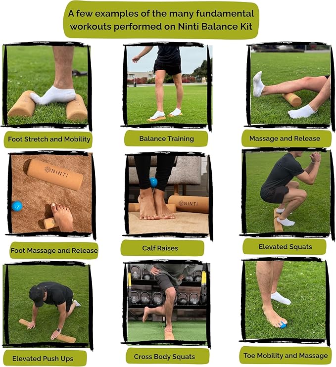 Ninti Balance Board - Premium Cork Balancing Board & Foot Strengthener for Enhanced Foot Function | Unique Design for Balance Stability & Foot Strength | Improve Mobility & Prevent Falls | Balance Trainer | USA Owned