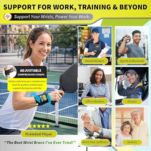 BLITZU 2 Pack Wrist Wraps, Carpal Tunnel Wrist Brace for Women and Men, Breathable Adjustable Compression Wrist Support for All-Day Wear, Wrist Bands for Work, Fitness, Weightlifting, Gym Workout