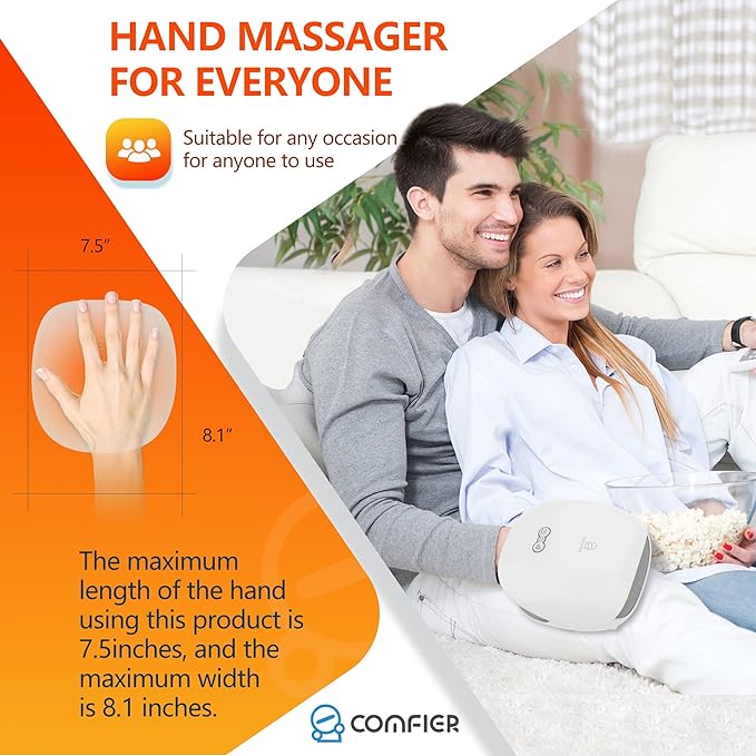 COMFIER Hand Massager for Arthritis and Carpal Tunnel,Wireless Hand Massager with Heat & Compression,3 Levels Heating,Rechargeable Massager Machine,Christmas Gifts for Women