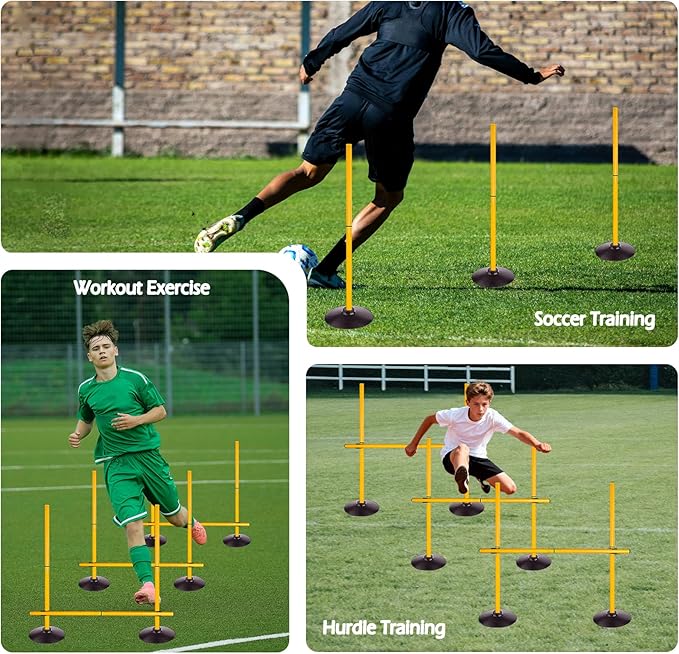 2.6FT Speed Agility Training Hurdles Set Adjustiable Height Jumping Hurdles Soccer Agility Poles for Beginner and Student