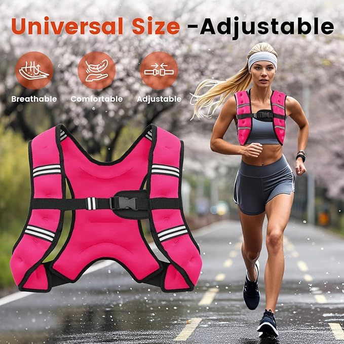 Weighted Vest, 6lb/8lb/10lb/12lb/16lb/20lb/25lb/30lb Weight Vest for Men Women, Body Weight Vests Adjustable with Reflective Stripe for Strength Training, Running, Workout, Jogging, Walking