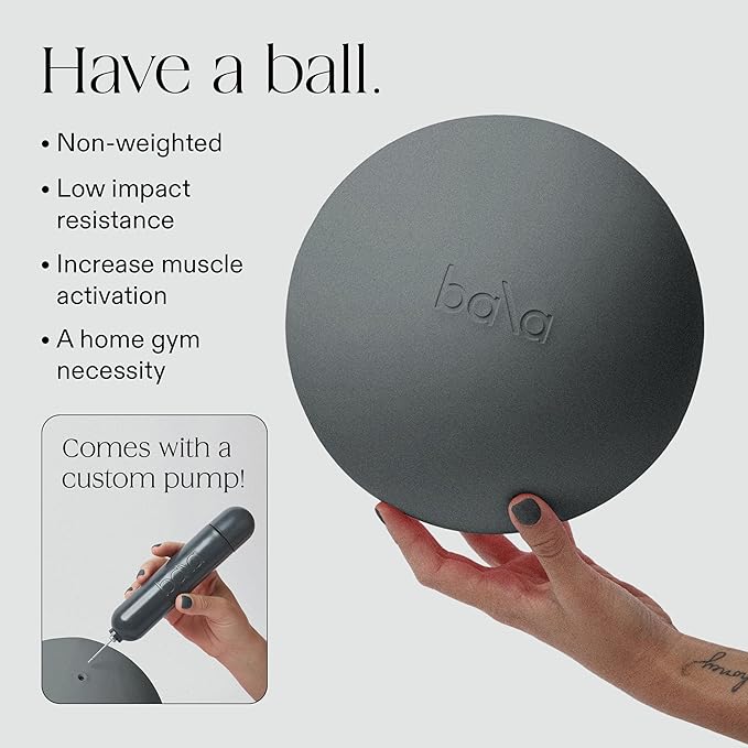 Bala Pilates Ball, Non-Weighted Exercise Ball - Small 8" Yoga Ball for Barre, Stretching, Strength & Core Training - Workout Accessory with Mini Pump for Home Gym & Fitness Routines - 100% PVC