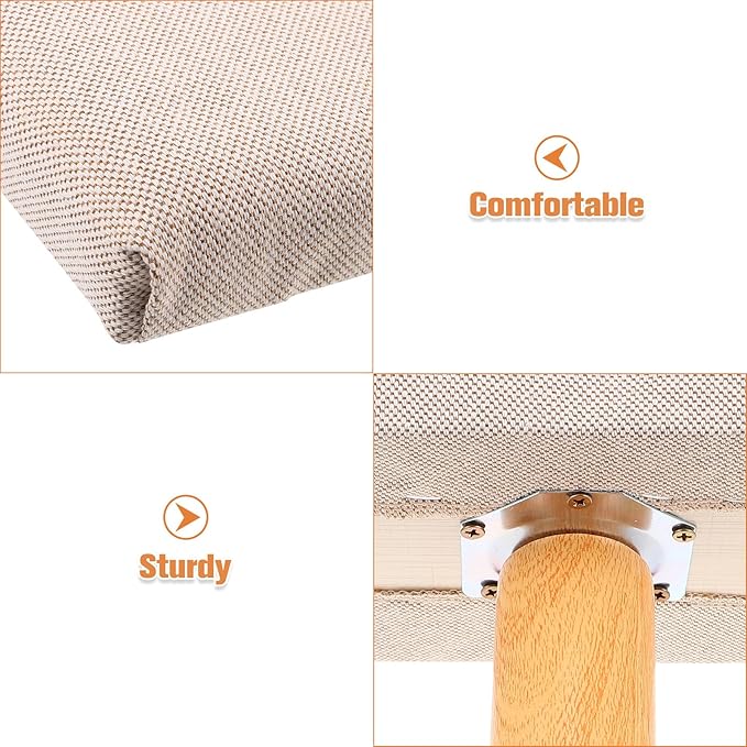 Seiza Meditation Bench with Cushion, Medium Size Ergonomic Wooden Stool for Prayer and Zen Sitting, Beige Travel Meditation Seat for Adults Over 150cm