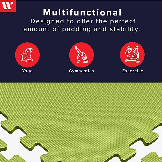 We Sell Mats 3/8" Thick Multipurpose EVA Foam Exercise Floor Mat, Interlocking Tiles, Anti-Fatigue for Home or Gym
