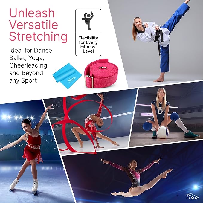 2-Pack Stretching Bands for Dancers – Premium Ballet Stretching Band & Door Anchor Strap for Flexibility – Dance Equipment for Splits, Yoga, Cheerleading, Gymnastics, and Pilates Training