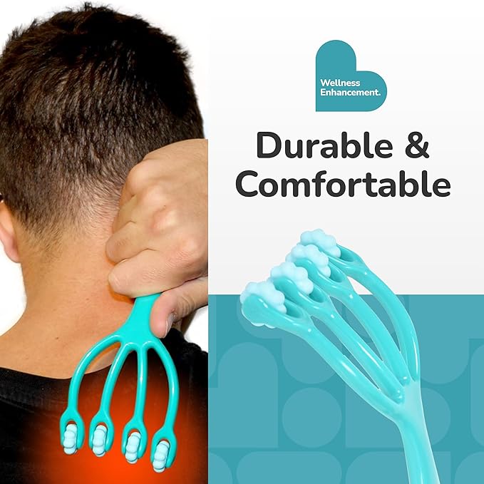 BioSwiss Claw Massage Roller, Handheld Muscle Massager with 5 Rotating Heads for Back, Legs, and Shoulder