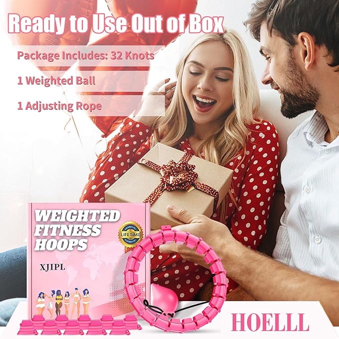 65 Inch Adjustable Fitness Waist Hoop – 32 Detachable Links, Quiet Non-Drop Fitness Tool for Adults Weight Loss, Plus Size Exercise Hoop for Women & Beginners