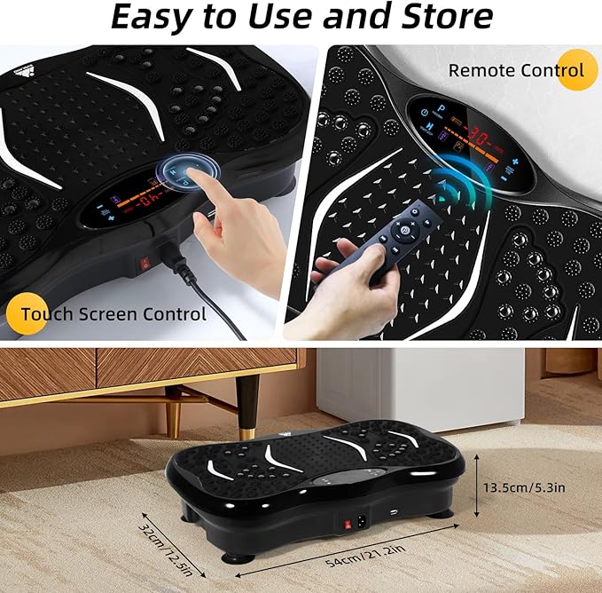 Himaly Vibration Plate Machine, Vibration Fitness Trainer with Bluetooth Speaker, 5 Program Modes, 2 Resistance Bands, Home Exercise Equipment for Fitness Body Toning