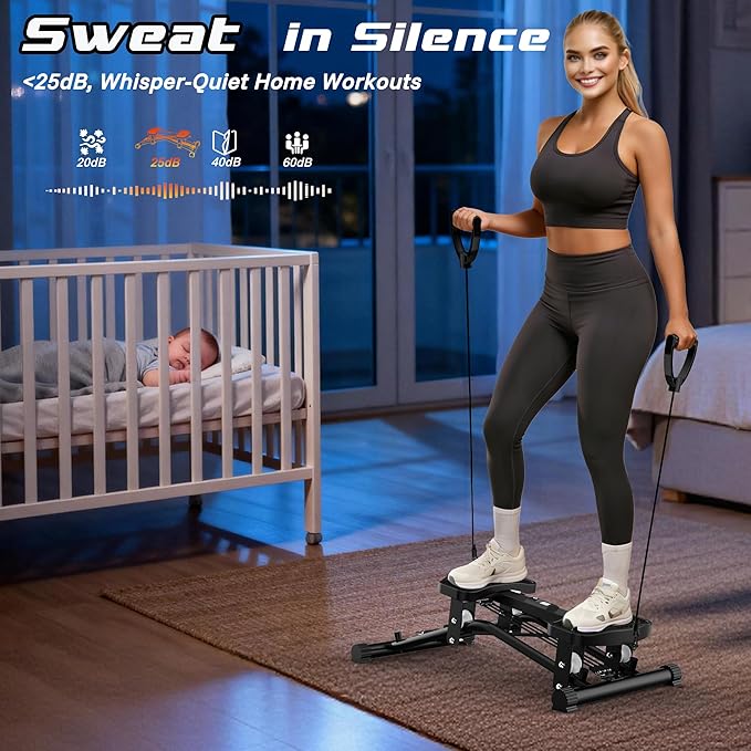 Ski Balancing Machine with Resistance Bands, Slide Steppers Full Body Cardio Workout Equipment, Twister Balance Board Equipped with LCD Monitor, 330LBS Capacity