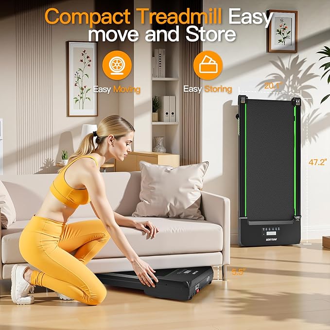 Akluer Walking Pad Treadmill, Portable Under Desk Treadmill 330lbs Capacity, Compact Treadmills Mini Walking Pad, 2.5HP Portable Treadmills with Remote Control, for Home Office Small Space