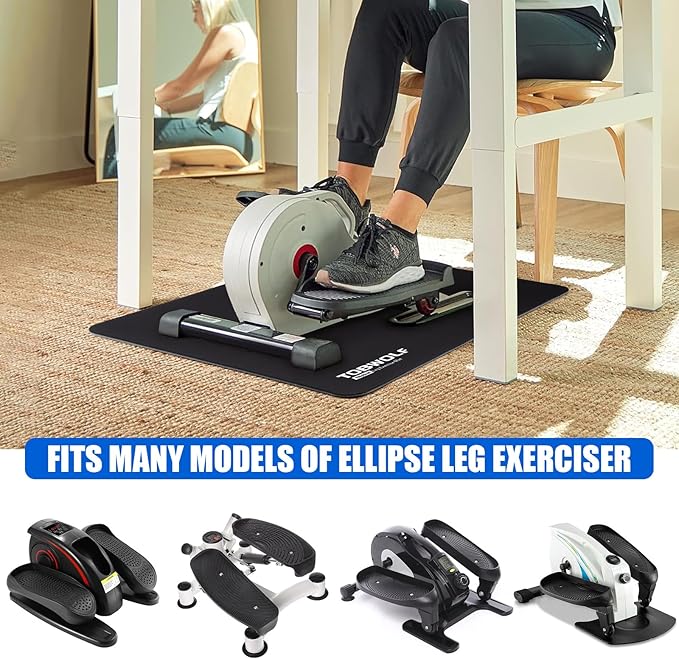 TOBWOLF Non-Slip Workout Mat for Ellipse Leg Exerciser, Ellipse Machine Mat, Exercise Mat for Under Desk Ellipticals, Suitable for Electric Seated Foot Pedal Exerciser, Stability & Floor Protection