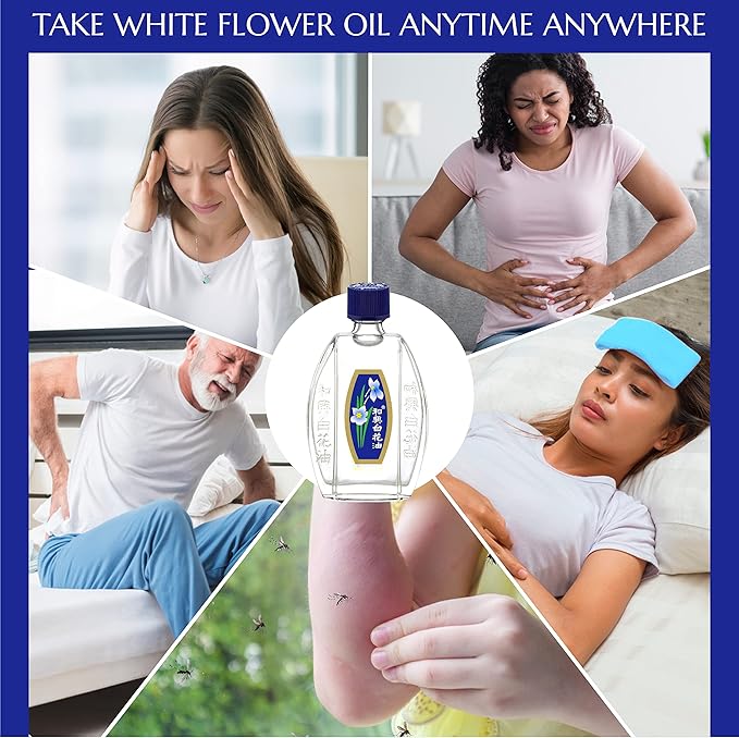 White Flower External Analgesic Balm Oil 2.5ml/ 0.085fl Oz, Authentic US Import (6 Pack)