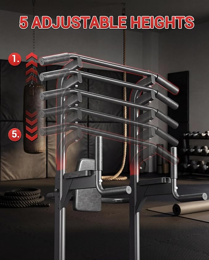 Power Tower Pull Up Bar Dip Station, 450LB Heavy Duty Carbon Steel Pullup Stand for Home Gym, Freestanding Strength Training Equipment, Bodyweight Workout Station, Indoor Fitness Rack, Chin Up Dip Bar